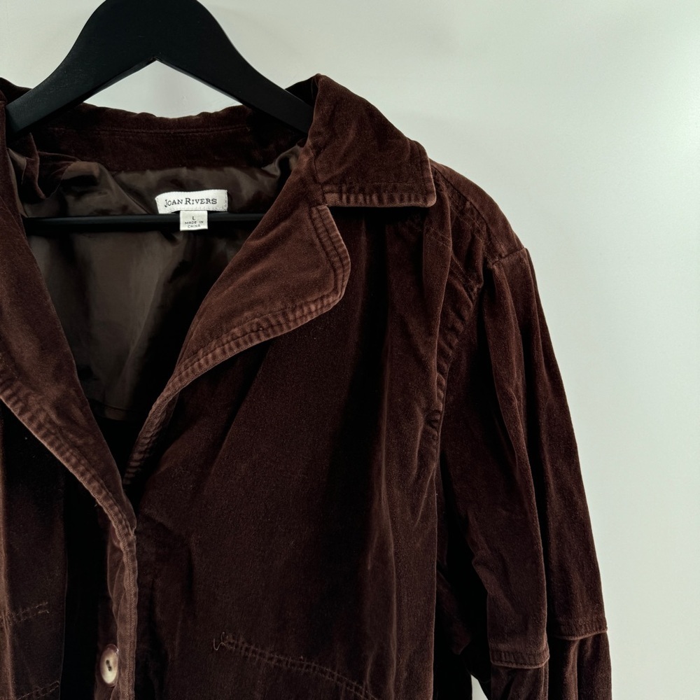 Joan Rivers Brown Textured Button-Up Top Size Large - Picture 2 of 8